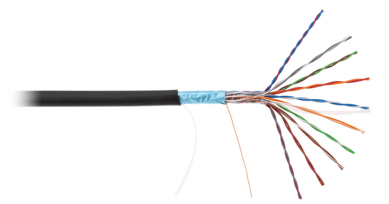 Кабель NETLAN F/UTP 10 пар, Кат.5 (Класс D), 100МГц, одножильный, BC ( медь), внеш. черный, 305м