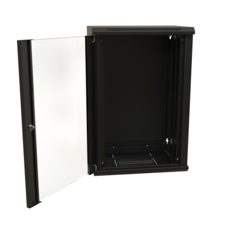Шкаф настенный 19-дюймовый (19"), 22U, 1086x600х450мм, стеклянная дверь, ручка WR-TW-2245-GP-RAL9004