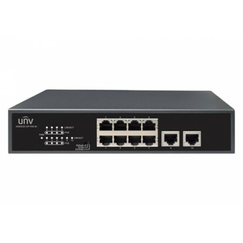 Коммутатор сетевой PoE 10-портовый: 10×100Мбит/с (RJ45) Uniview 8 PoE портов NSW2010-10T-POE-IN
