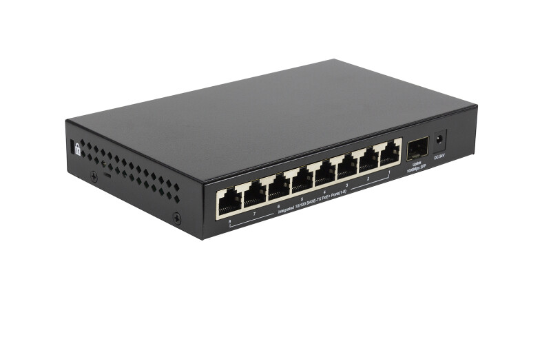 Неуправляемый PoE-коммутатор 8x100Base-TX PoE+, 1x1000Base-X SFP, PoE-бюджет 80 Вт OR-OS1209P