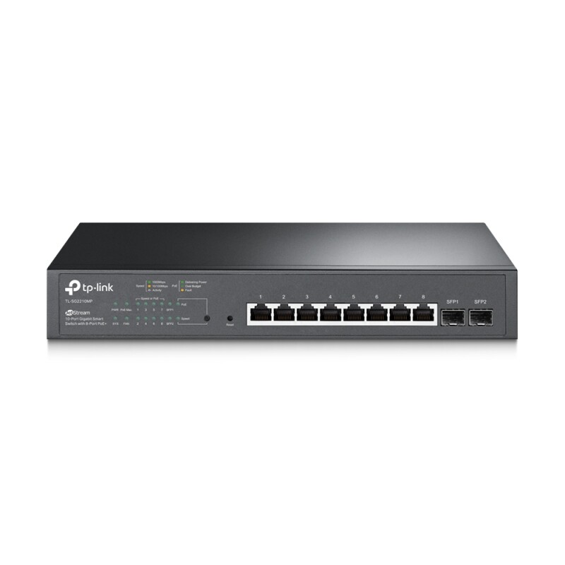 Коммутатор JetStream Smart с 8 гигабитными портами PoE+ и 2 портами SFP TP-LINK TL-SG2210MP