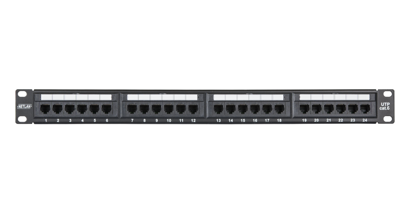 Коммутационная панель NETLAN 19", 1U, 24 порта, Кат.6 (Класс E), 250МГц, RJ45/8P8C, EC-URP-24-UE2