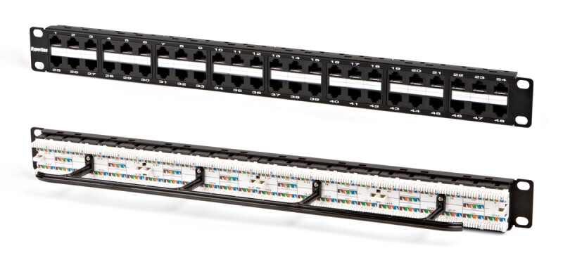Патч-панель Hyperline высокой плотности 19", 1U, 48 портов RJ-45, категория 5e, Dual IDC
