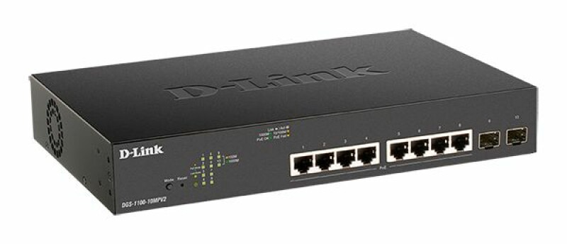 Коммутатор с L2 8 портами 10/100/1000Base-T и 2 портами 1000Base-X SFP 8 PoE DL-DGS-1100-10MPV2/A3A