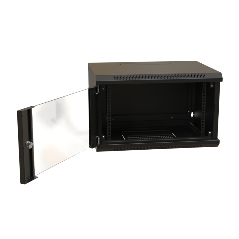 Шкаф настенный 19-дюймовый (19"), 6U, 367x600х450мм, черный WRline WR-TW-0645-GP-RAL9004