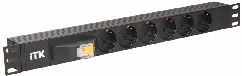 ITK PDU 6 розеток DIN49440 (нем. станд.), с автоматом на 10А, 1U, без шнура PH21-6D3