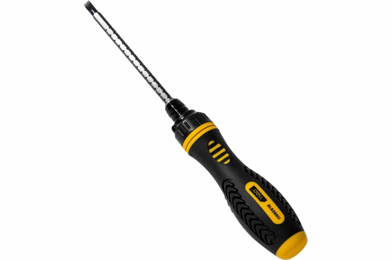 Двухсторонняя отвертка DELI DL626011 с трещоткой, PH2+SL6x180 мм