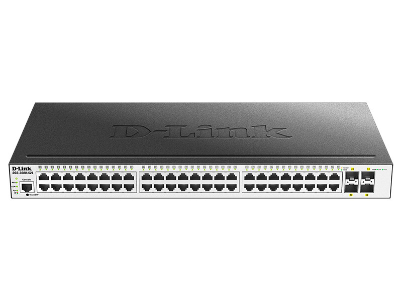 Управляемый коммутатор D-Link 48 портов 10/100/1000 Мбит/сек+ 4 x SFP DGS-3000-52L/B1A