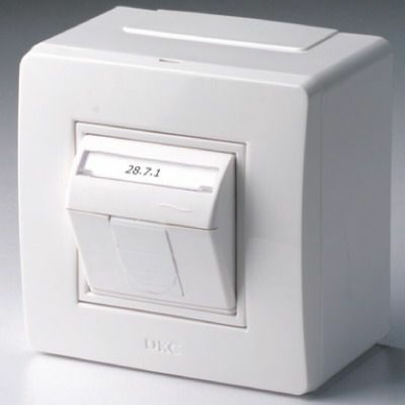 Коробка в сборе с 1 розеткой RJ45, кат.5е (телефон / компьютер), белая
