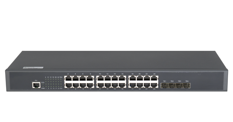 Управляемый коммутатор L2+ GIGALINK 24 BASE-T 1000Mb/s портов, 4 10G SFP+, 1 Console.GL-SW-G201-28TC