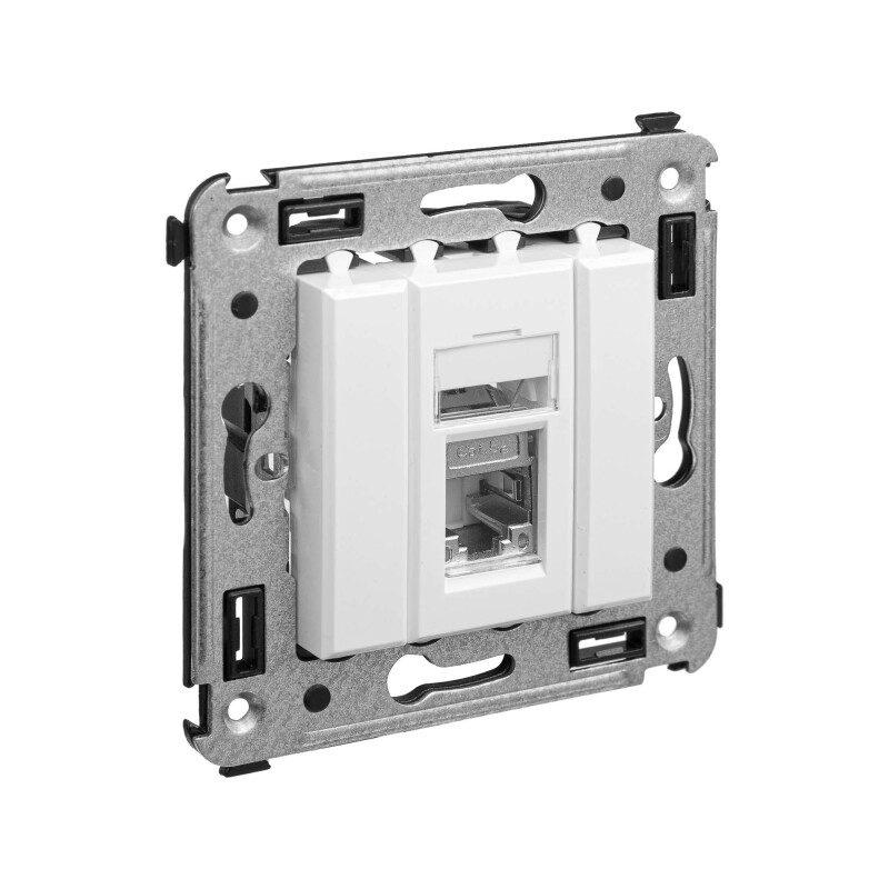 Компьютерная розетка RJ-45 в стену, кат.5e одинарная экранированная,"Avanti", "Белое облако" 4400363