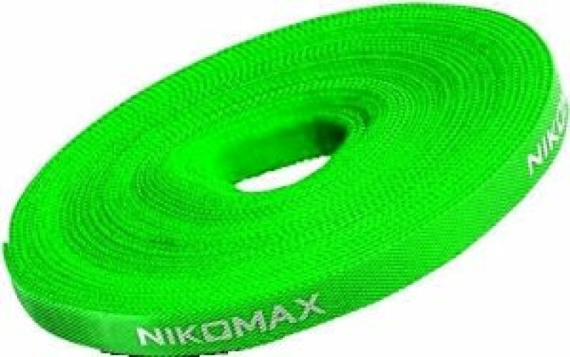 Стяжка-липучка NIKOMAX нарезаемая, в рулоне 5м, ширина 15мм, зеленая