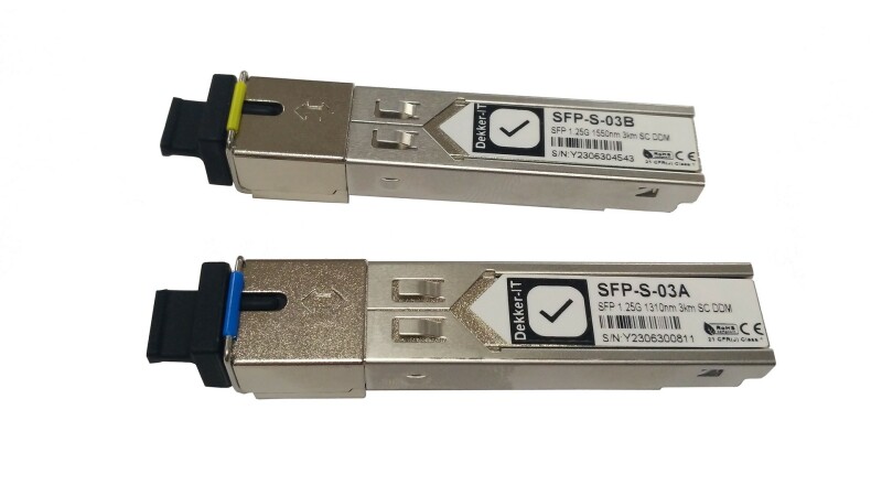SFP модуль Dekker-IT WDM, 1.25 G, TX 1550 нм, RX 1310 нм, SC, 3 км DDM SFP-S-03B