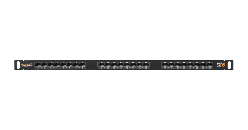 Коммутационная панель NIKOMAX 19", 0,5U, 24 порта, Кат.6 (Класс E), 250МГц, RJ45/8P8C, 110/KRONE