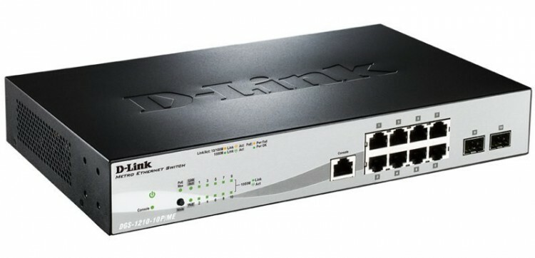 D-Link Коммутатор 8 портовый х 10/100/1000Base-T РоЕ DGS-1210-10P/ME/B1A