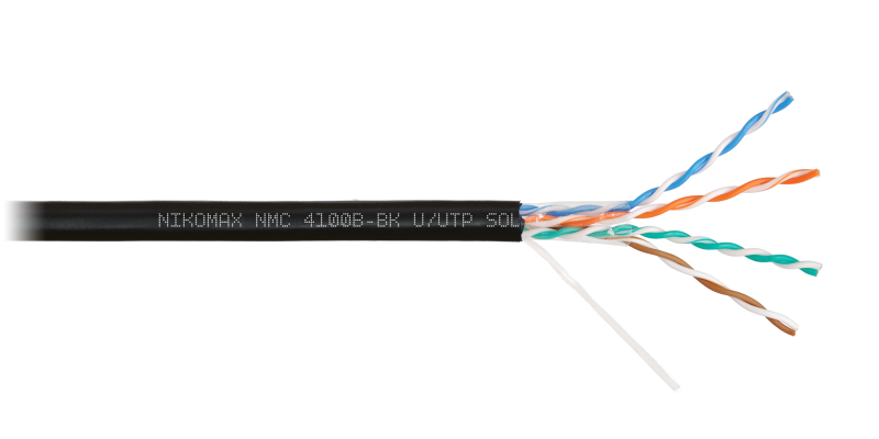 Кабель NIKOMAX U/UTP, 4 пары, Кат.5e, полиэтилен, внеш., черный, 305м NMC 4100B-BK