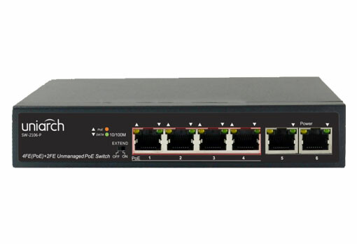 Коммутатор UNIARCH на 6 портов, 6×100Mbps (RJ45), включая 4 PoE порта SW-2106-LP