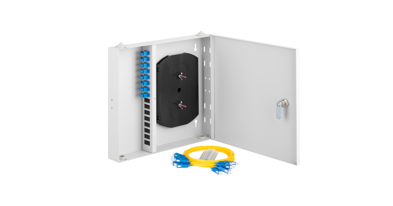 Оптический кросс NIKOMAX Essential Line, настенный, на 8 портов SC/UPC NMF-WP08SCUS2-IP-ES-GY