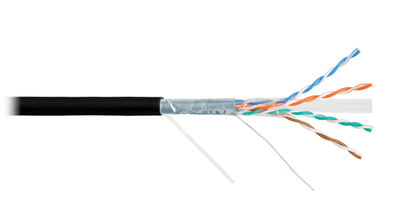 Кабель NIKOLAN F/UTP 4 пары, Кат.6a (Класс Eа), тест по ISO/IEC, 500МГц, одножильный, черный, 500м