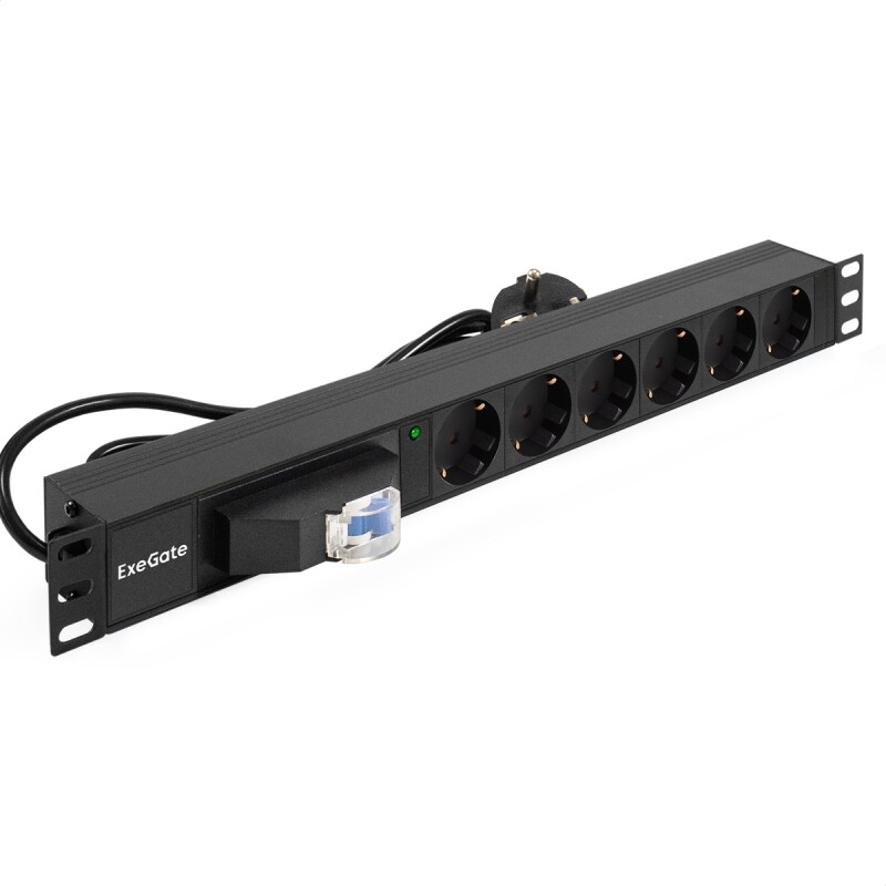 Блок розеток ExeGate ServerPro PDU-19H610 Al-6S-EU2.5CU-1P