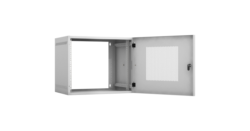 Настенный шкаф NETLAN 19", 9U, перфорированная дверь, Ш540хВ440хГ400мм, EC-WA-095440-W-P-GY