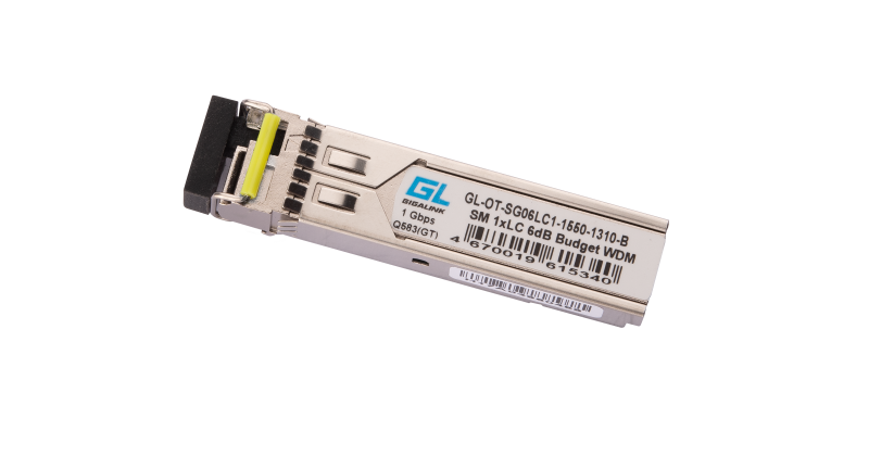 Модуль GIGALINK SFP, 1.25 Гбит/с, WDM, 1 ОВ, SM, 1xLC, Tx:1550/Rx:1310 DDM, 6 дБ (до 3 км)