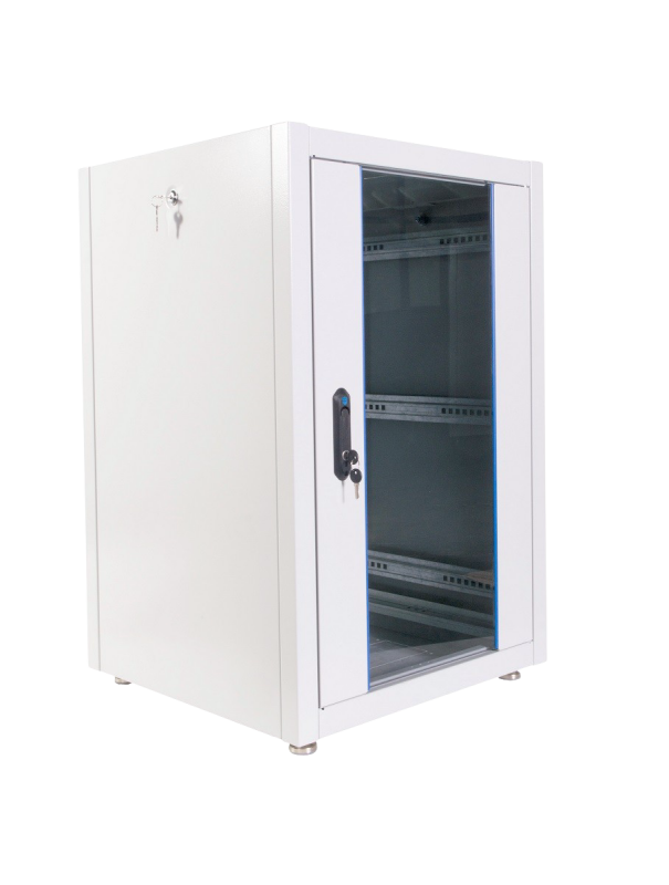 Шкаф телекоммуникационный напольный ЭКОНОМ 18U (600 × 600) дверь стекло, ШТК-Э-18.6.6-13АА