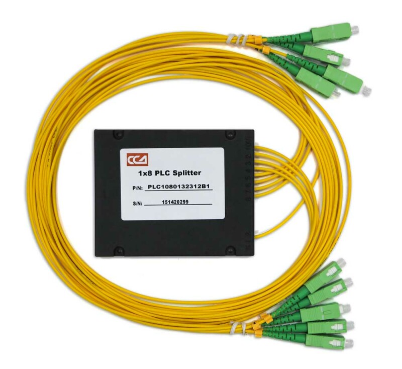Оптический PLC сплитер, корпус, 1x8, SC/APC, 3 мм, 1 м, SM
