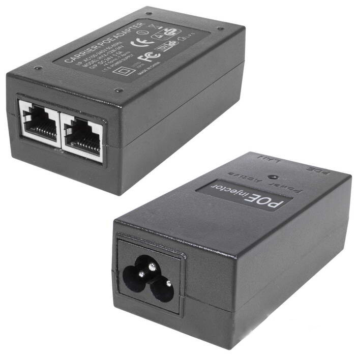POE-инжектор RUICHI B004, 50х70х90 мм, 2 LAN-порта, 24 В, 12-24 Вт, разъем RJ45 (без шнура)