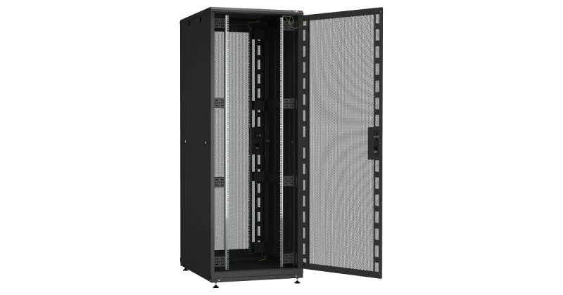 Напольный шкаф 19", 42U, перфорированные двери, Ш800хВ2010хГ1000мм, в разобранном виде, черный