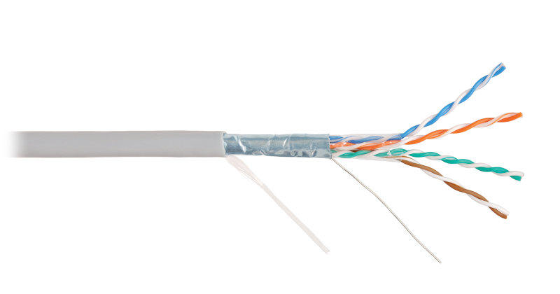 Кабель NIKOLAN F/UTP 4 пары, Кат.5e (Класс D), тест по ISO/IEC, 100МГц, серый, 305м NKL 2200A-GY