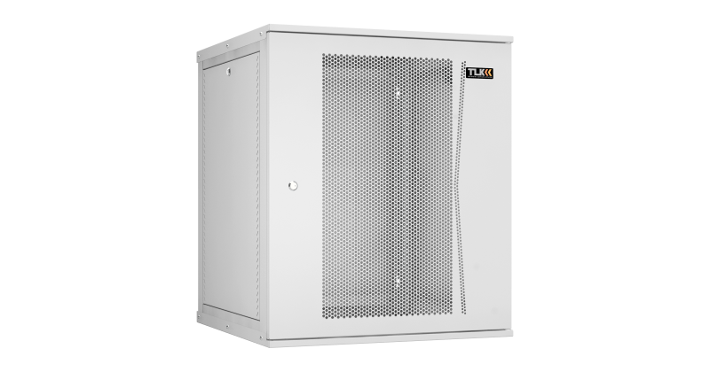 Настенный разборный шкаф TLK 19", 15U, перф. дверь, Ш600хВ703хГ600мм, серый TWI-156060-R-P-GY