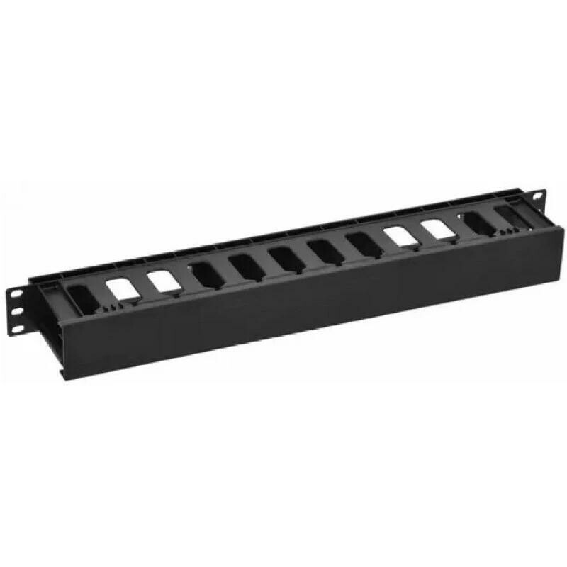 Кабельный органайзер c крышкой, цвет черный LANDE 1U 19" , RAL 9005 LRA1002