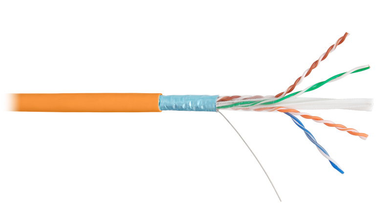 Кабель NIKOLAN F/UTP 4 пары, Кат.6 (Класс E), тест по ISO/IEC, 250МГц, оранжевый, 305м NKL 9240C-OR