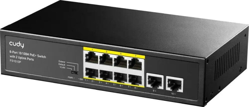 Коммутатор CUDY FS1010P, неуправляемый 10/100 мб/с 10-портовый с поддержкой PoE+