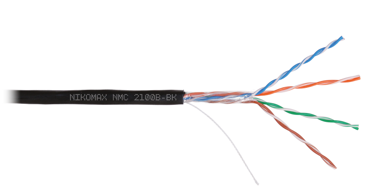 Кабель NIKOMAX U/UTP, 4 пары, Кат.5e, 24AWG (0,50мм), внеш., черный, 305м NMC 2100B-BK