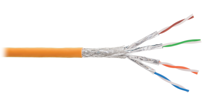 Кабель NIKOLAN S/FTP 4 пары, Кат.6a (Класс Ea), оранжевый, 500мNKL 9355C-OR