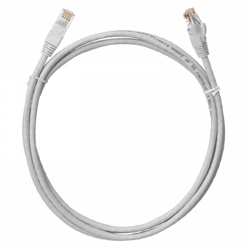 Коммутационный шнур NETLAN U/UTP 4 пары, Кат.5е, 2хRJ45/8P8C, T568B, Molded, PVC, серый, 1,5м, 10шт.