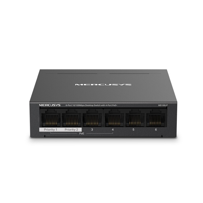 Настольный коммутатор с 6 портами 10/100 Мбит/с (4 порта PoE+) Mercusys MS106LP