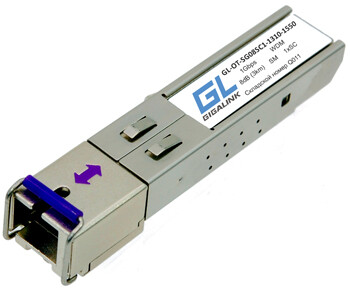 Модуль NIKOMAX SFP, 1.25 Гбит/с, WDM, 1 ОВ, SM, 1xSC, Tx:1550/Rx:1310 нм, DDM, 8 дБ (до 3 км)