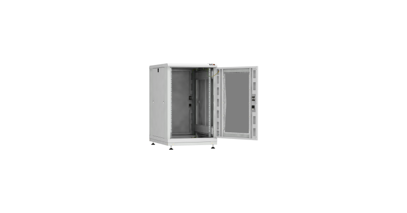 Напольный шкаф 19", 18U, стеклянная дверь, Ш600хВ943хГ800мм, в разобранном виде, серый