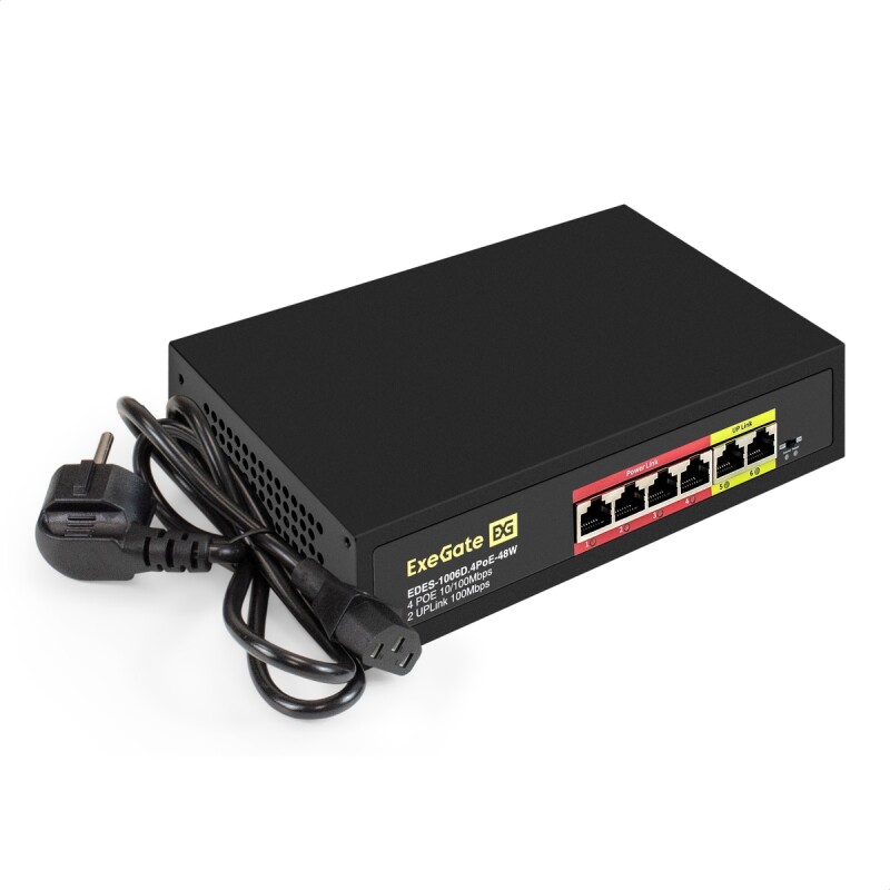 Коммутатор неуправляемый ExeGate EDES-1006D.4PoE-48W