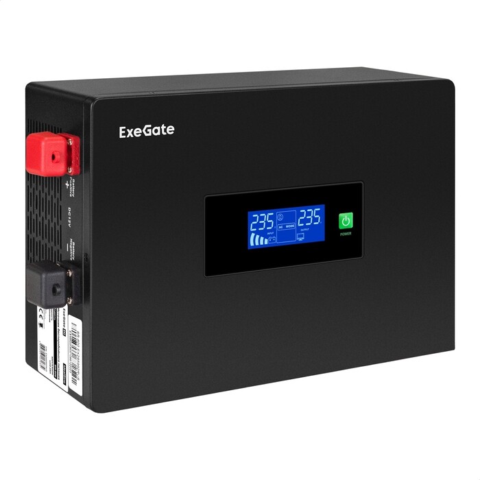 ИБП (инвертор, синус, для котла, PF=1, настенный) ExeGate IdealSine SR-600.LCD.2SH (600VA/600W, чист