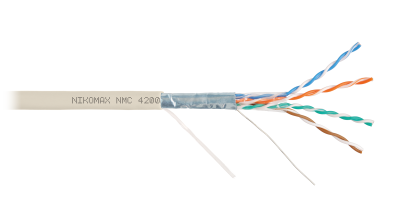 Кабель NIKOMAX F/UTP 4 пары, Кат.5e (Класс D), тест по ISO/IEC, 100МГц, одножильный, NMC 4200L-IY