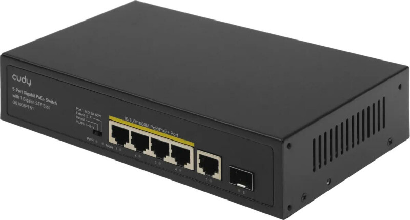 Коммутатор PoE Cudy GS1005PTS1 неуправляемый, 10/100/1000BASE-T 5 шт., SFP 1шт