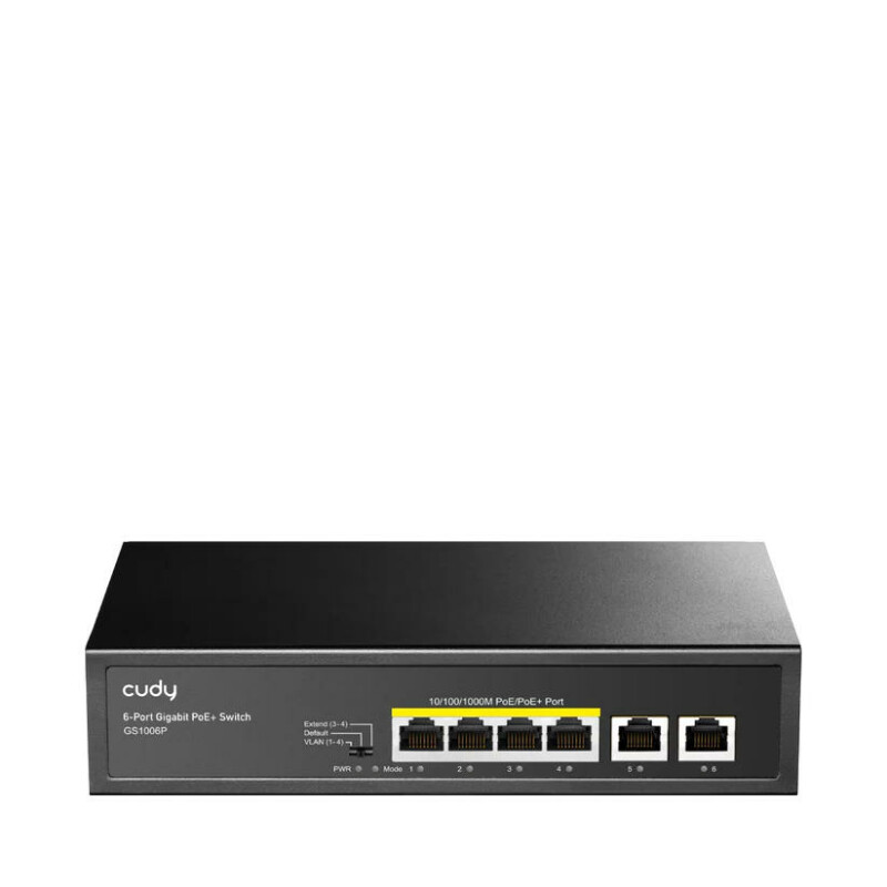 Коммутатор с 4 гигабитными портами PoE и 2 гигабитными портами Uplink GS1006P