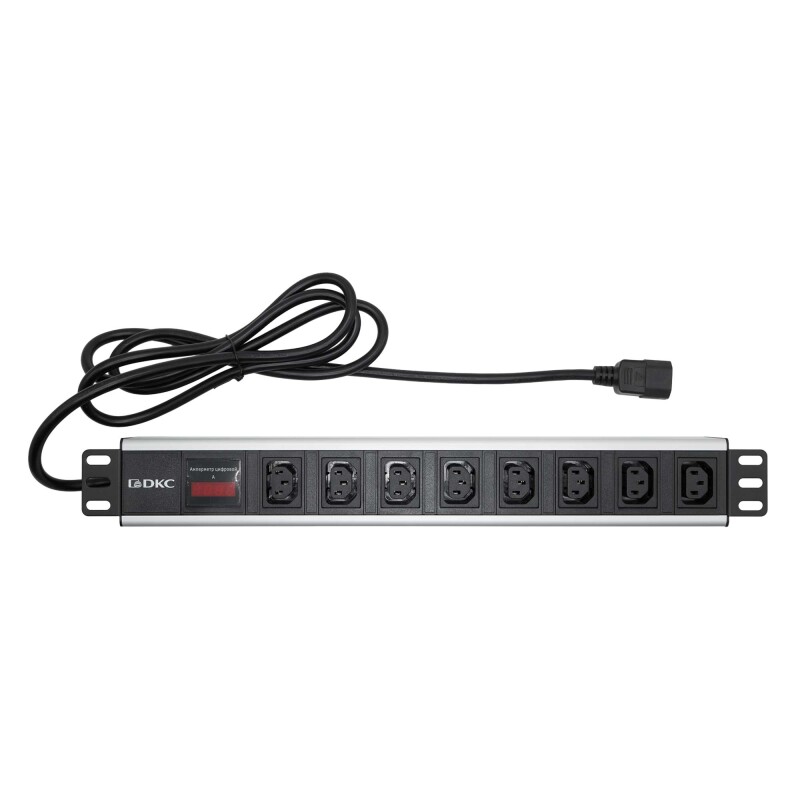 Блок распределения питания (PDU) 19" 10A с индикацией, Вых:8 C13,Вх: C14